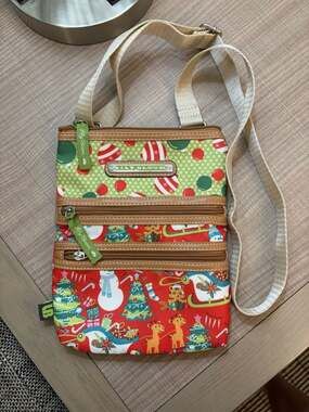 Lily Bloom Christmas Holiday 3 Zipper Crossbody Festive Bag